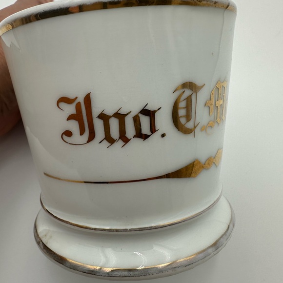 Vintage Barbershop Luxury Shave Mug With Brush. Gold Monogrammed Name - Mathers - Picture 6 of 11